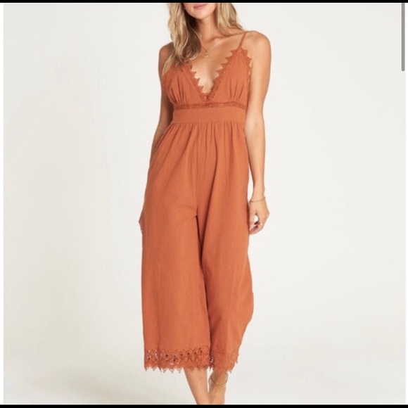Billabong Lace and Lies Cottagecore Rust Jumpsuit - Picture 3 of 11